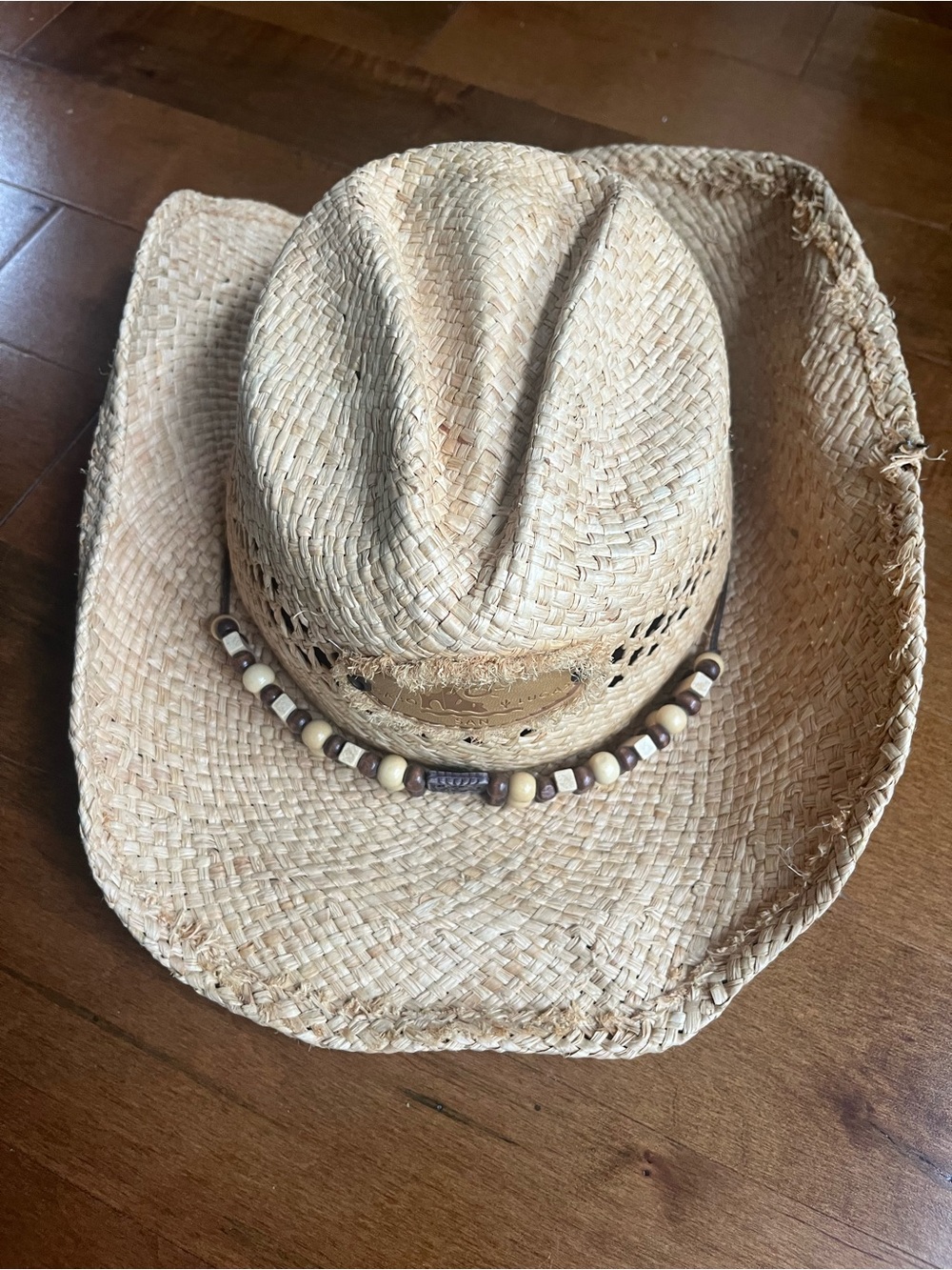 Cabo western y2k coastal cowgirl boho straw distressed cowboy hat beaded band